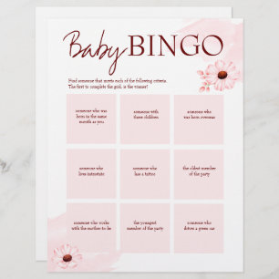 Personalisierte Vorlage für Baby Dusche rosa Binge Briefbogen