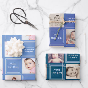 Personalisierte Vorlage für FotoCollage Geschenkpapier Set