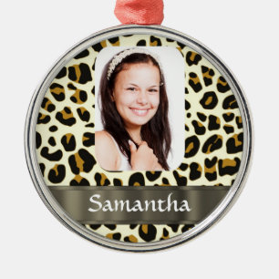 Personalisierte Vorlage für Leoparden Silbernes Ornament