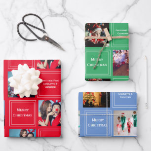Personalisierte Vorlage für Weihnachtsfotografie Geschenkpapier Set