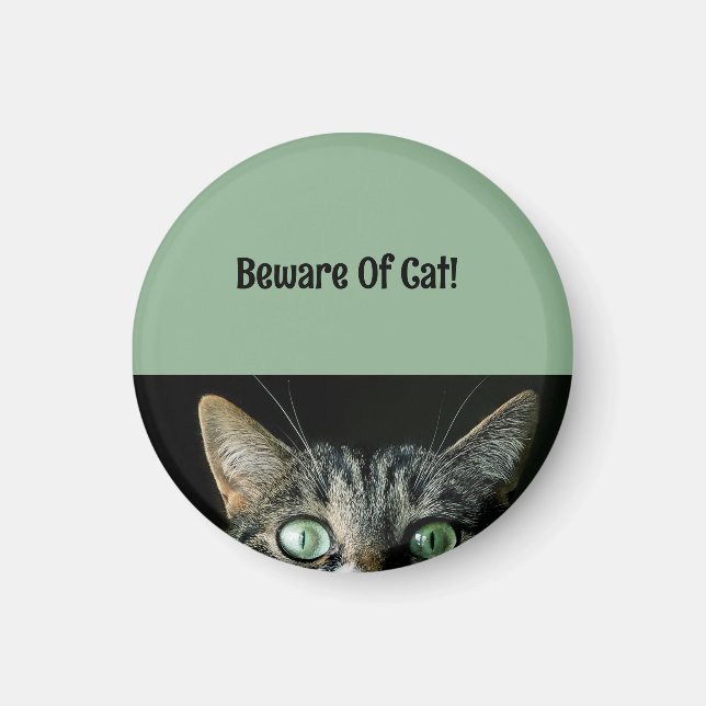 Personalisierte Vorsicht vor Katzengrün Magnet (Vorne)