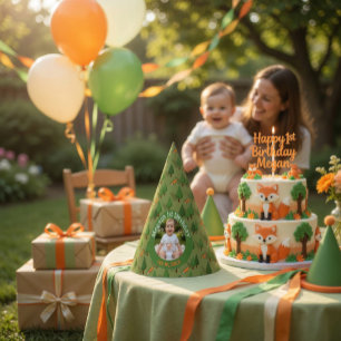 Personalisierte Wald 1. Geburtstags-Photo  Partyhütchen