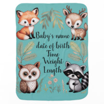 Personalisierte Wald-Babodecke mit Fuchs & Eule