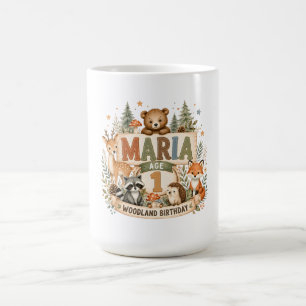 Personalisierte Wald-Geburtstags-Tiere Name und Al Kaffeetasse