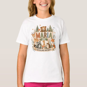 Personalisierte Wald-Geburtstags-Tiere Name und Al T-Shirt