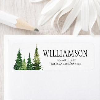 Personalisierte Waldbaum-Hochzeitsrücksendeetikett
