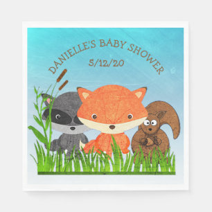 Personalisierte Waldtier-Baby-Duschen-Servietten Serviette