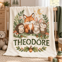 Personalisierte Waldtiere Baby Namensdecke