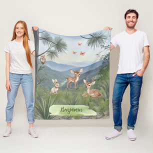 Personalisierte Waldtiere für Jungen Spaß  Fleecedecke