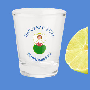 Personalisierte walisische Engels-Hanukkah-Flagge Schnapsglas