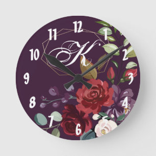 Personalisierte Wall Clock Plane Lila Rose Gold Ge Runde Wanduhr