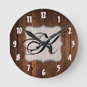 Personalisierte Wall Clock Stall Holz Land Rustika Runde Wanduhr