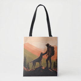Personalisierte Wanderer- & Hund-Berg-Sonnenunterg