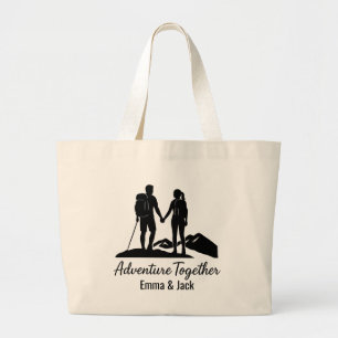 Personalisierte Wanderndes Paar Silhouette Minimal Jumbo Stoffbeutel