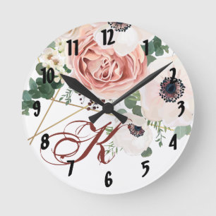 Personalisierte Wanduhr Geometrischer Garten Rose 