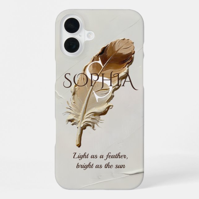 Personalisierte Warme Braune Feder Monogramm  iPhone Hülle (Rückseite)