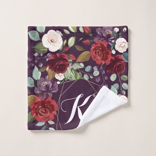 Personalisierte Wash Tuch Plum Lila Rose Gold Geo (Waschlappen)