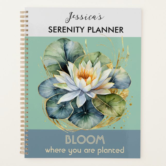 Personalisierte Wasser Liege Blume Serenity Blüte Planer (Vorderseite)