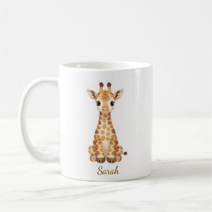 Personalisierte Wasserfarbe-Baby-Giraffe-Tasse mit Kaffeetasse
