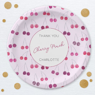 Personalisierte Wasserfarbe Baby Shower in Rosa mi Pappteller