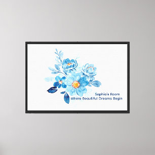 Personalisierte Wasserfarbe-Blumenwandkunst, Leinwanddruck