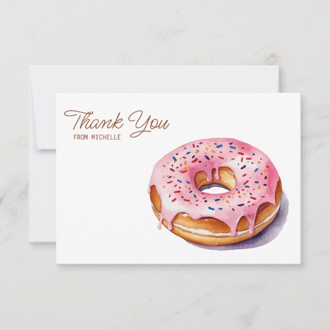 Personalisierte Wasserfarbe Donut Danke Karten (Vorderseite)