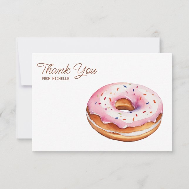 Personalisierte Wasserfarbe Donut Danke Karten (Vorderseite)