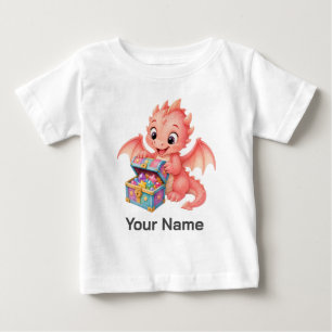 Personalisierte Wasserfarbe-Drache-Schatzkiste-Bab Baby T-shirt
