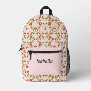 Personalisierte Wasserfarbe Erdbeere Blossom Muste Bedruckter Rucksack