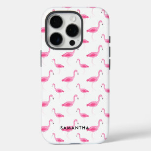 Personalisierte Wasserfarbe Flamingo iPhone 16 Pro Hülle