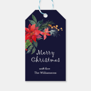 Personalisierte Wasserfarbe Frohe Weihnachten Poin Geschenkanhänger
