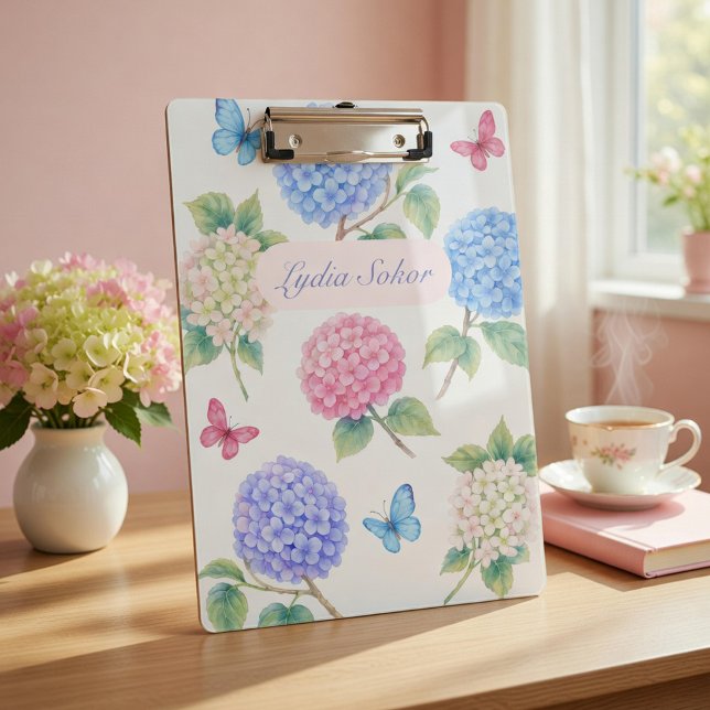 Personalisierte Wasserfarbe Hydrangea Floral Klemmbrett (Von Creator hochgeladen)