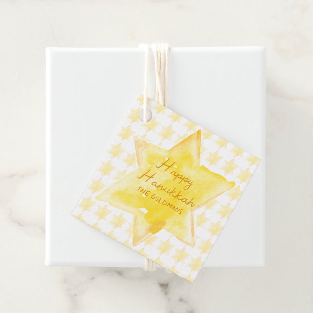 Personalisierte Wasserfarbe Jüdische Star Hanukkah Geschenkanhänger (Beispiel)