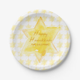 Personalisierte Wasserfarbe Jüdische Star Hanukkah Pappteller