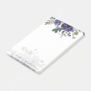 Personalisierte Wasserfarbe lila floral Post-it Klebezettel