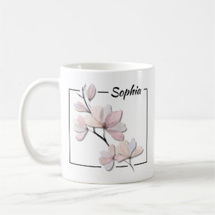 Personalisierte Wasserfarbe Magnolia Kaffee Tasse
