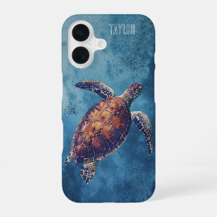 Personalisierte Wasserfarbe Meeresschildkröte Ozea iPhone 16 Hülle
