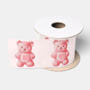 Personalisierte Wasserfarbe Niedlich rosa Gummibär Satinband