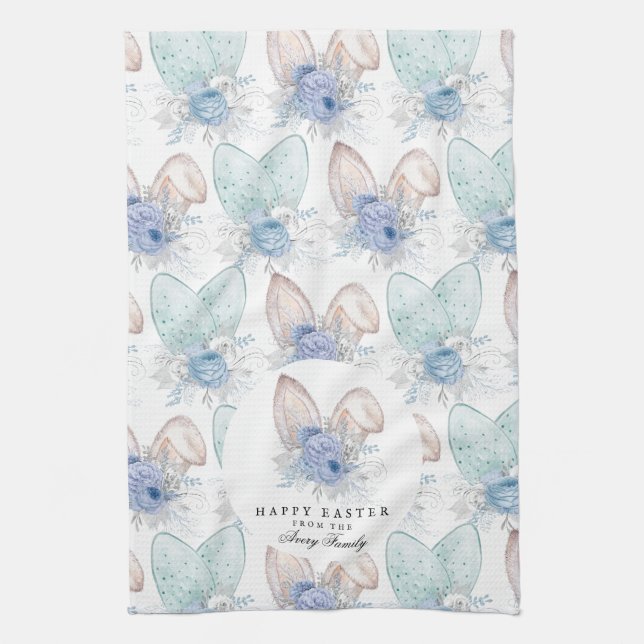 Personalisierte Wasserfarbe Ostern Sonnige Ohren Geschirrtuch (Vertikal)
