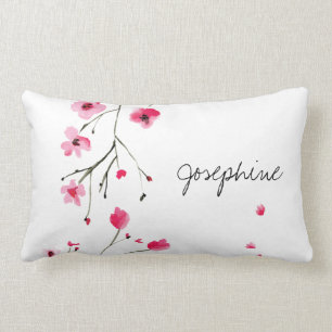 Personalisierte Wasserfarbe Rosa Kirschblüten Lendenkissen