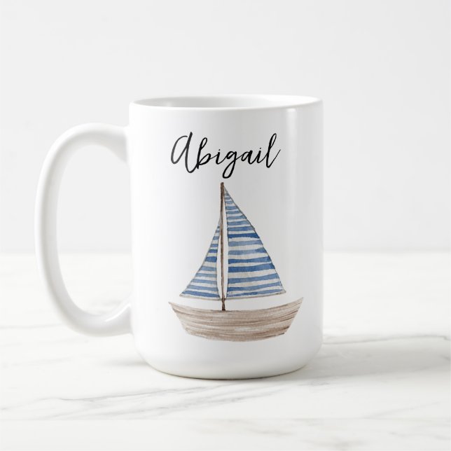 Personalisierte Wasserfarbe Sailboat Tasse (Links)