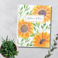 Personalisierte Wasserfarbe Sonnenblumen Grüne