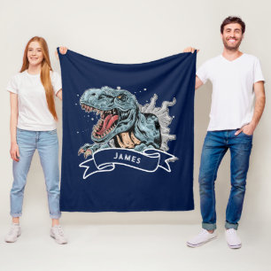 Personalisierte Wasserfarbe T-Rex Dinosaurier Kids Fleecedecke