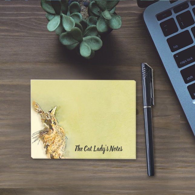 Personalisierte Wasserfarbe Tabby Katze Rosa Herzn Post-it Klebezettel (Von Creator hochgeladen)