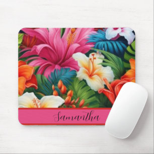 Personalisierte Wasserfarbe tropische Blumen Mousepad