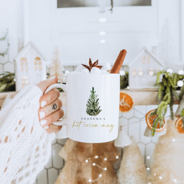 Personalisierte Wasserfarbe Weihnachtsbaum Heiße K Kaffeetasse (Von Creator hochgeladen)