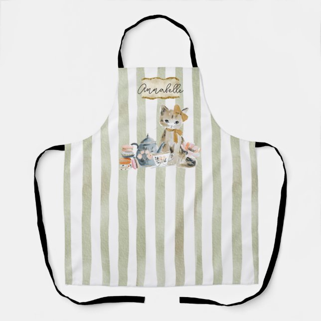 Personalisierte Wasserfarbe Whimsical Cat-Schürze Schürze (Vorderseite)