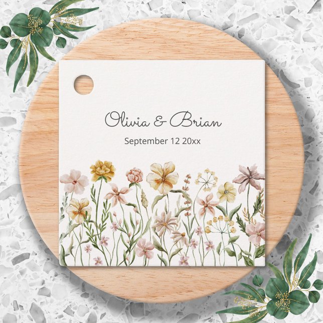 Personalisierte Wasserfarbe Wildblume Wiese Geschenkanhänger (Close up)