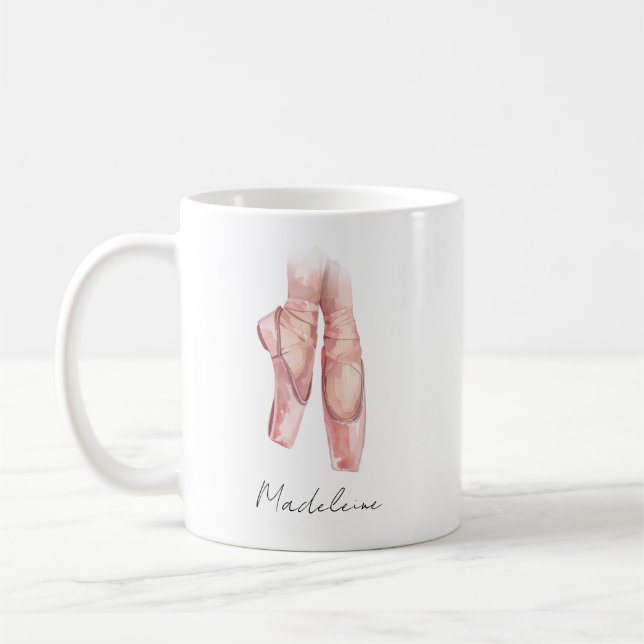 Personalisierte Wasserfarben-Ballettschuhe-Kaffeet Kaffeetasse (Links)