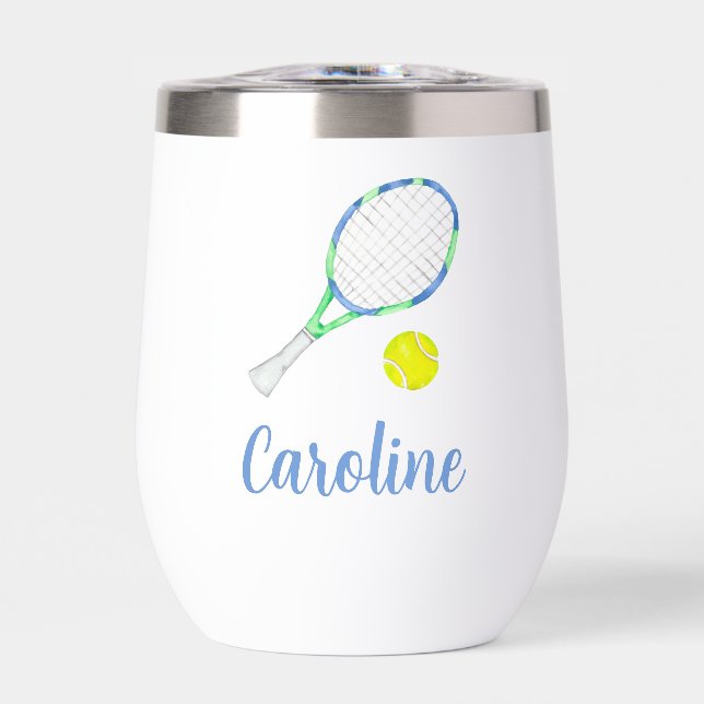 Personalisierte Wasserfarben Blau und Grüne Tennis (Vorderseite)